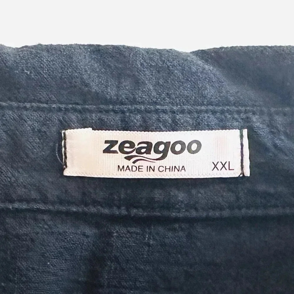 ZEAGOO Women Short Sleeve Button Down Collared Black 100% Cotton Shirt Size XXL - Picture 9 of 13